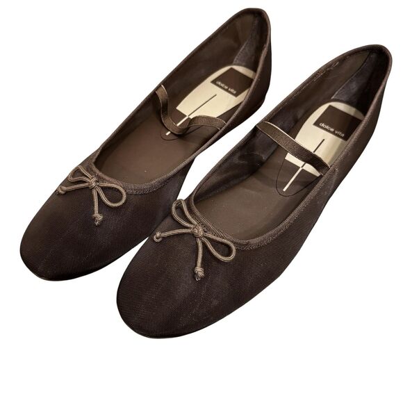 Dolce Vita Ballet Flats Shoes 9.5 Brown Mary Jane Bow Round Toe Leather Sole - Picture 1 of 5